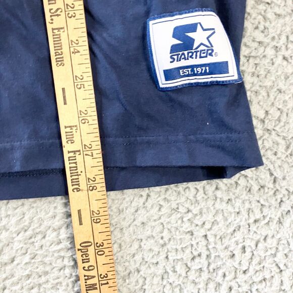 Starter New England‎ Patriots Shirt Mens Large Blue Script Short Sleeve Football - Picture 7 of 8